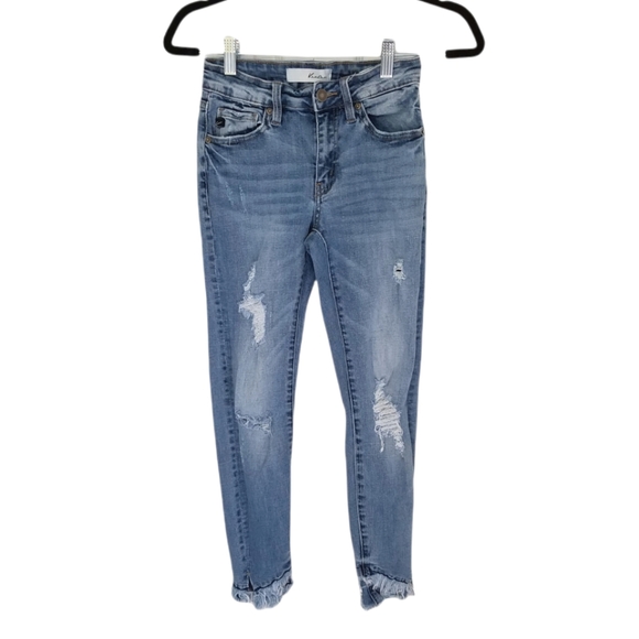 KanCan distressed skinny jeans with raw hems 3/25 - Picture 1 of 5